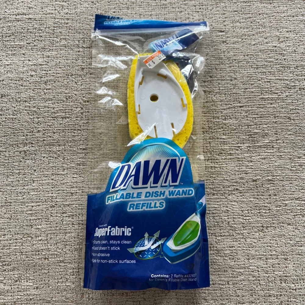 Dawn Fillable Dish Wand Refills 2 Pack SuperFabric Non-Abrasive Sponges 432937
